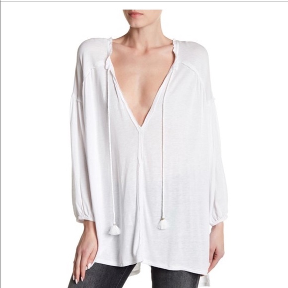 Free People Tops - Free People Henley 3/4 sleeve white tunic
